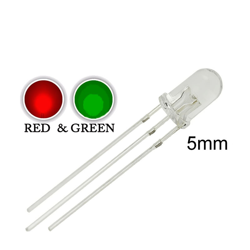 Pack x10 Led bicolor rojo verde 5mm ánodo común AC