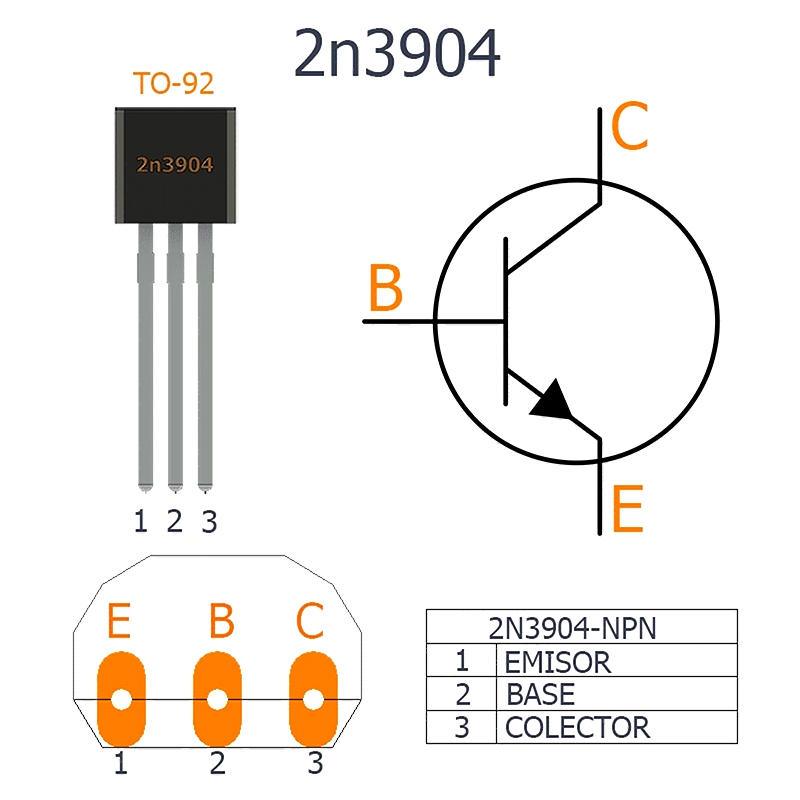Pack x10 Transistores 2N3904 BJT NPN 40V 200mA To92