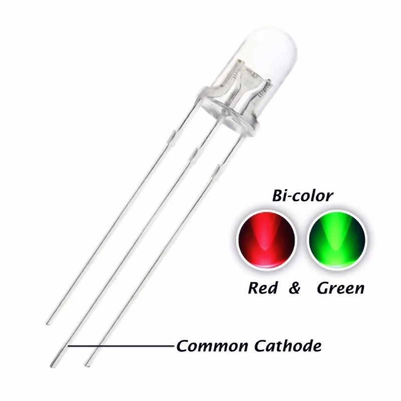 Pack x10 Led bicolor rojo verde 5mm cátodo común CC