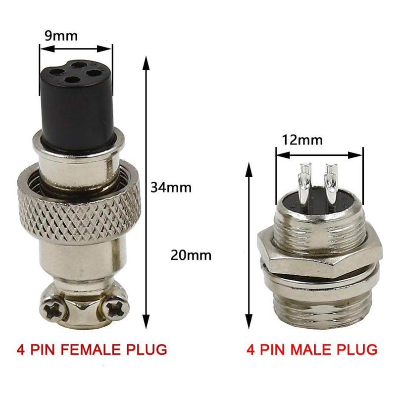 Conector de aviación GX12 4 pines para NEMA CNC 3D 4P (macho+hembra)
