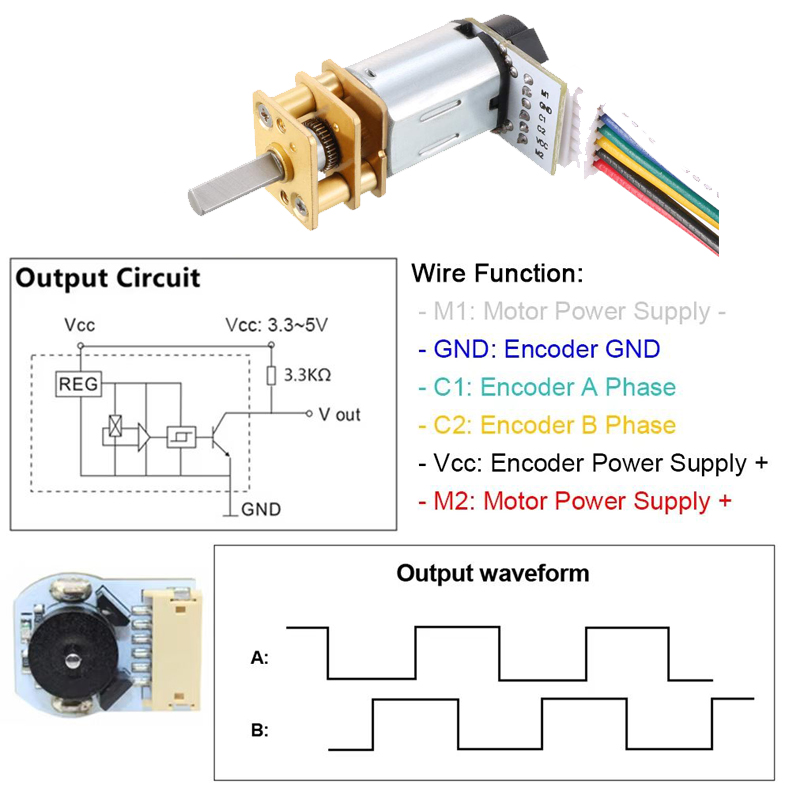 Motorreductor de 6V N20 tipo Pololu con ENCODER varios RPM