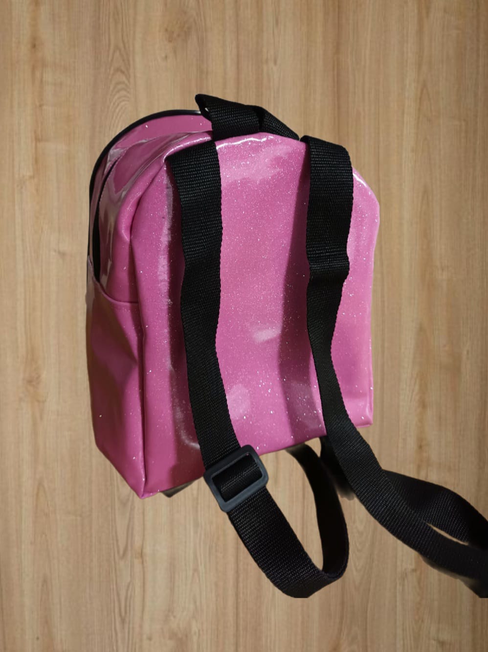 Mochila cartera dama brillosa Rosa