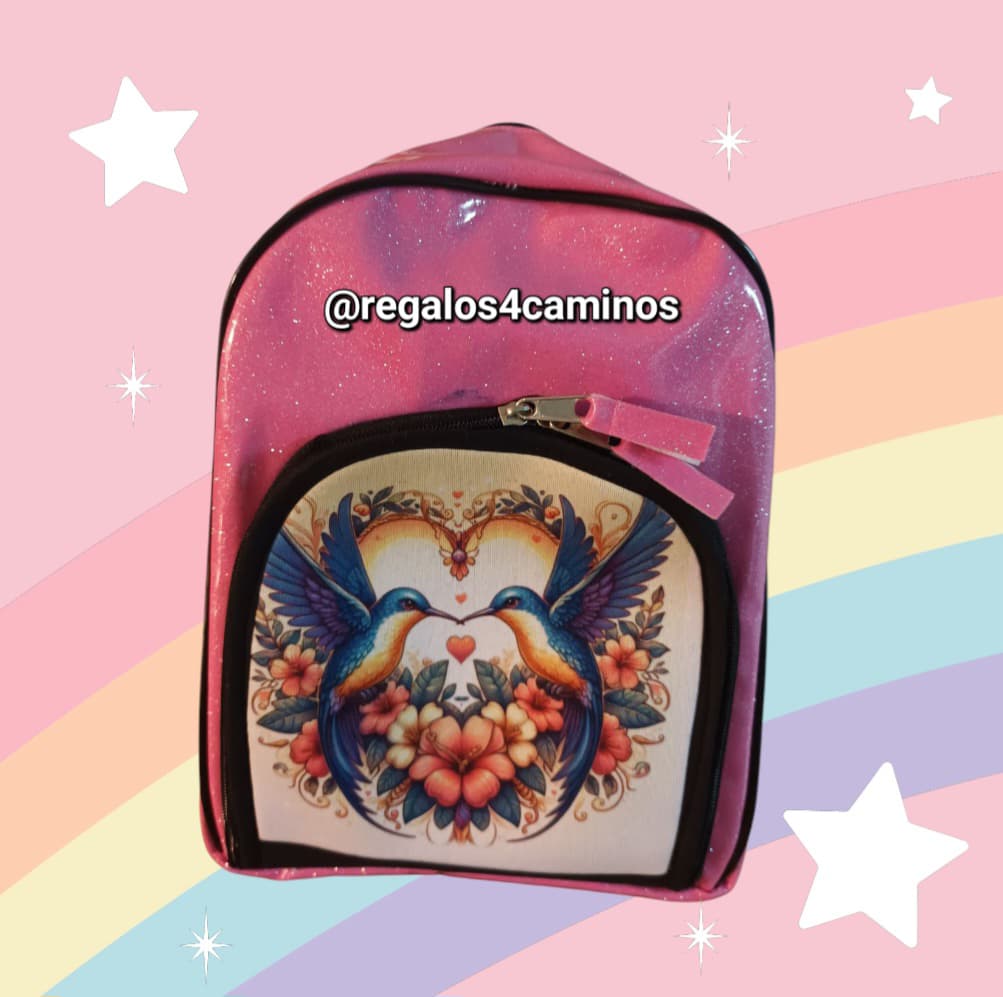 Mochila cartera dama brillosa Rosa