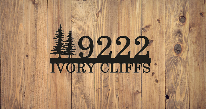 Address and Road Name Sign With Trees