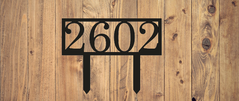 Horizontal Address Sign With Border and Stakes