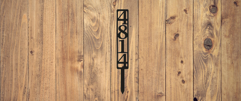 Horizontal Address Sign With Border and Ground Stake