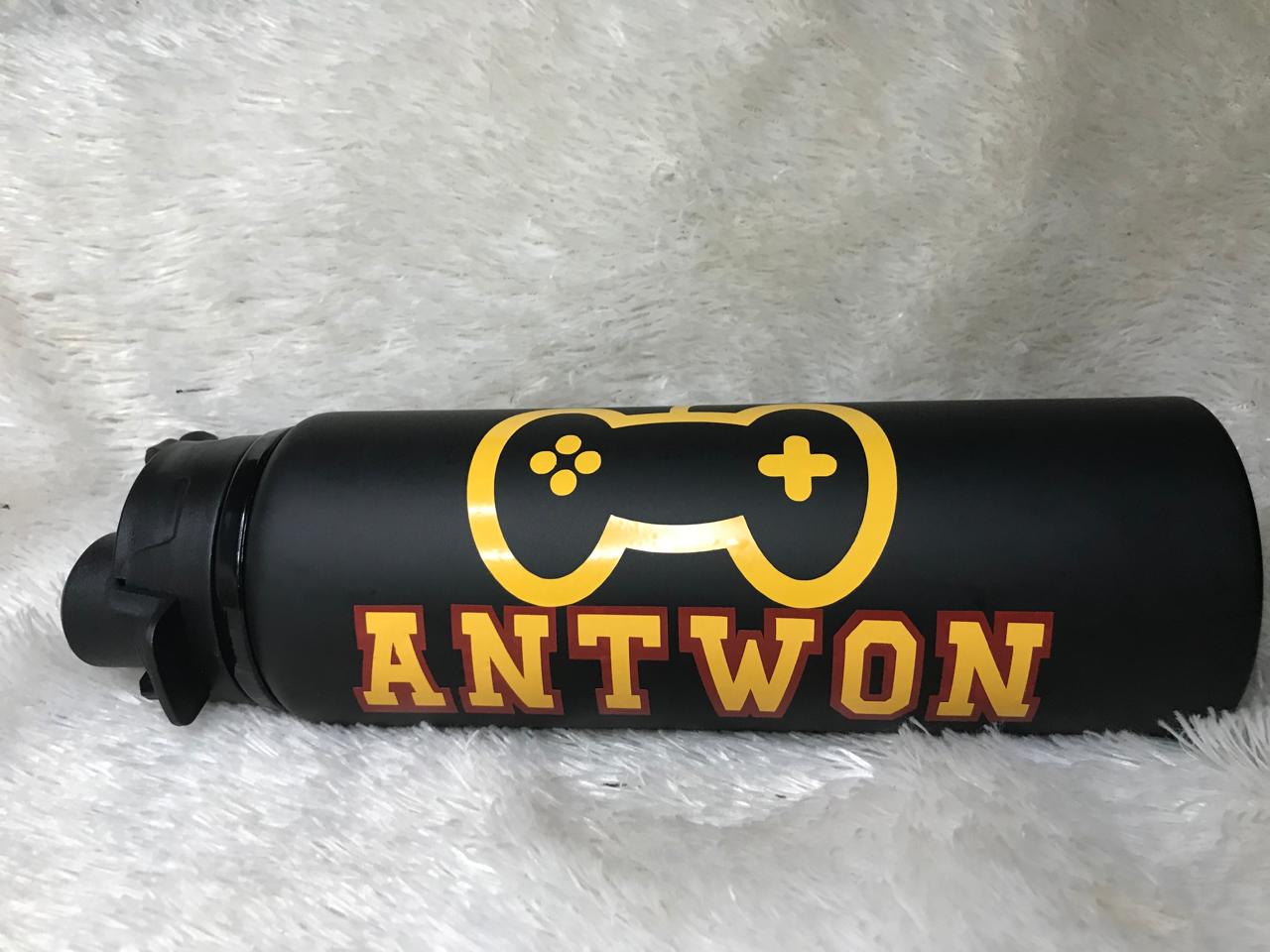 Black water bottle
