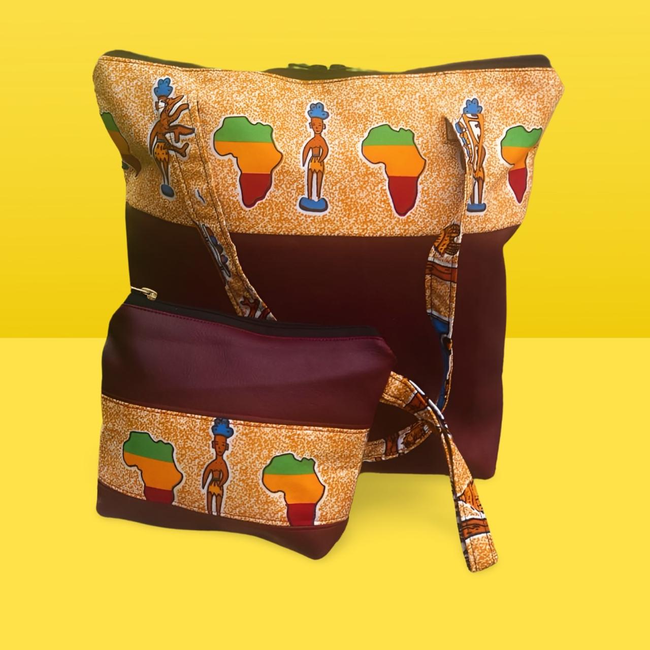 African Print Tote Bag Set