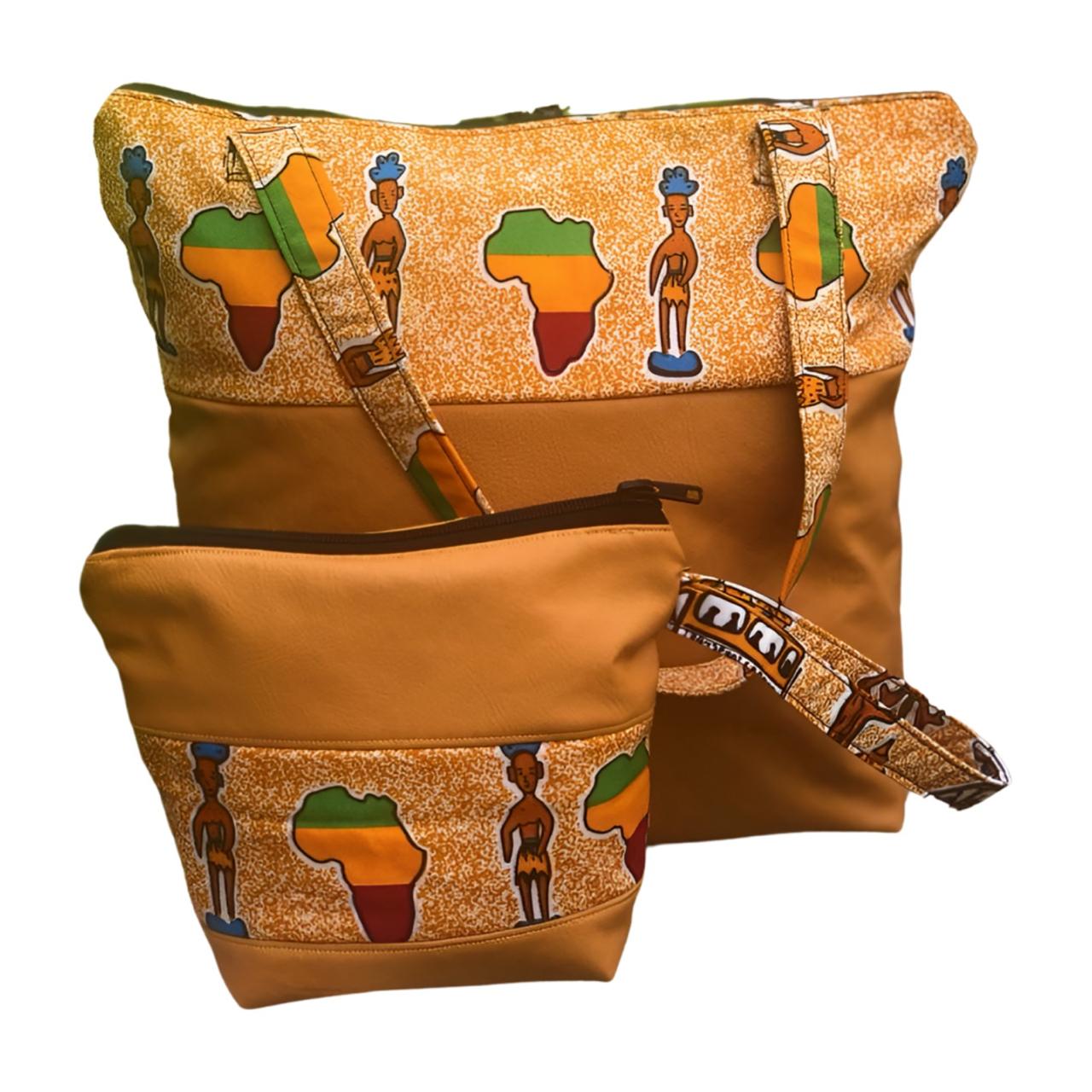 African Print Tote and Pouch Set