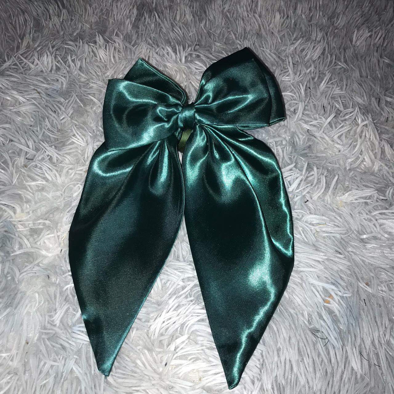 Green Satin Hair Bow