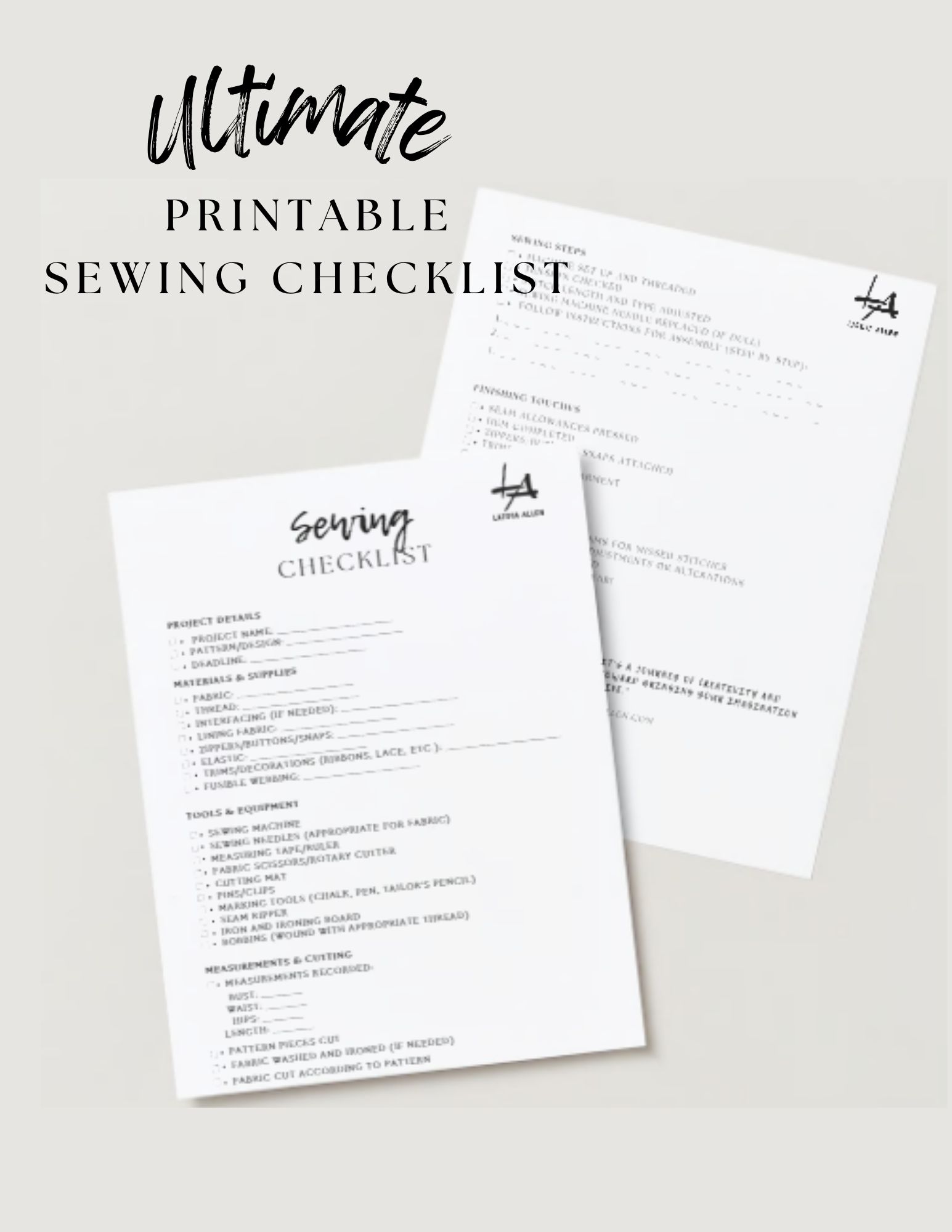 LA Sewing Checklist