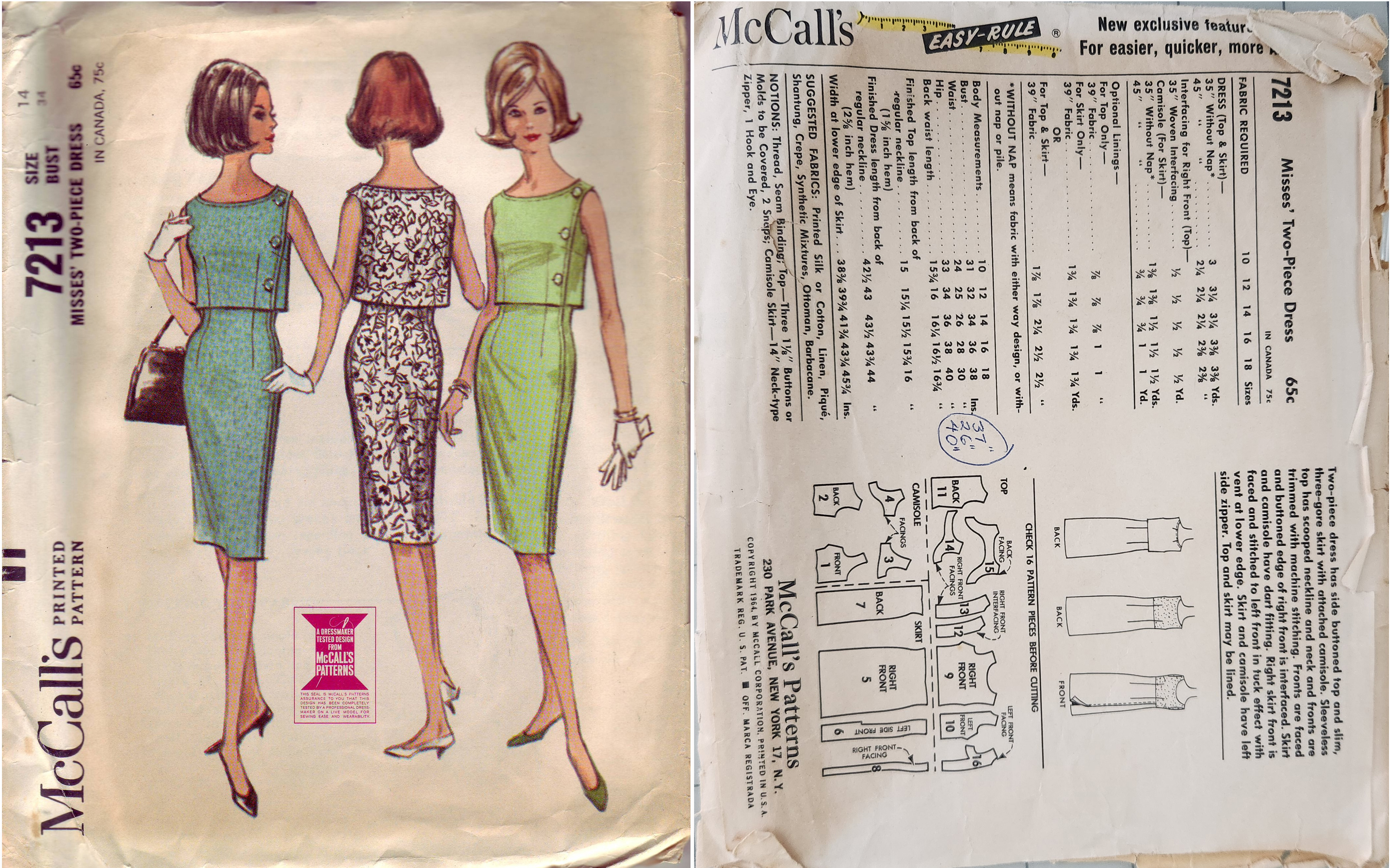Size 16-18-20 - 1964 2-Piece Dress