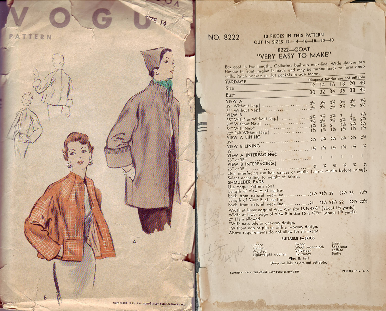 Size 16-18-20 - 1953 Box Coat