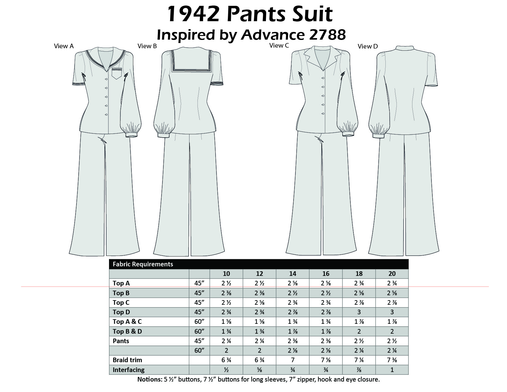 Size 16-18-20 - 1942 Pants Suit