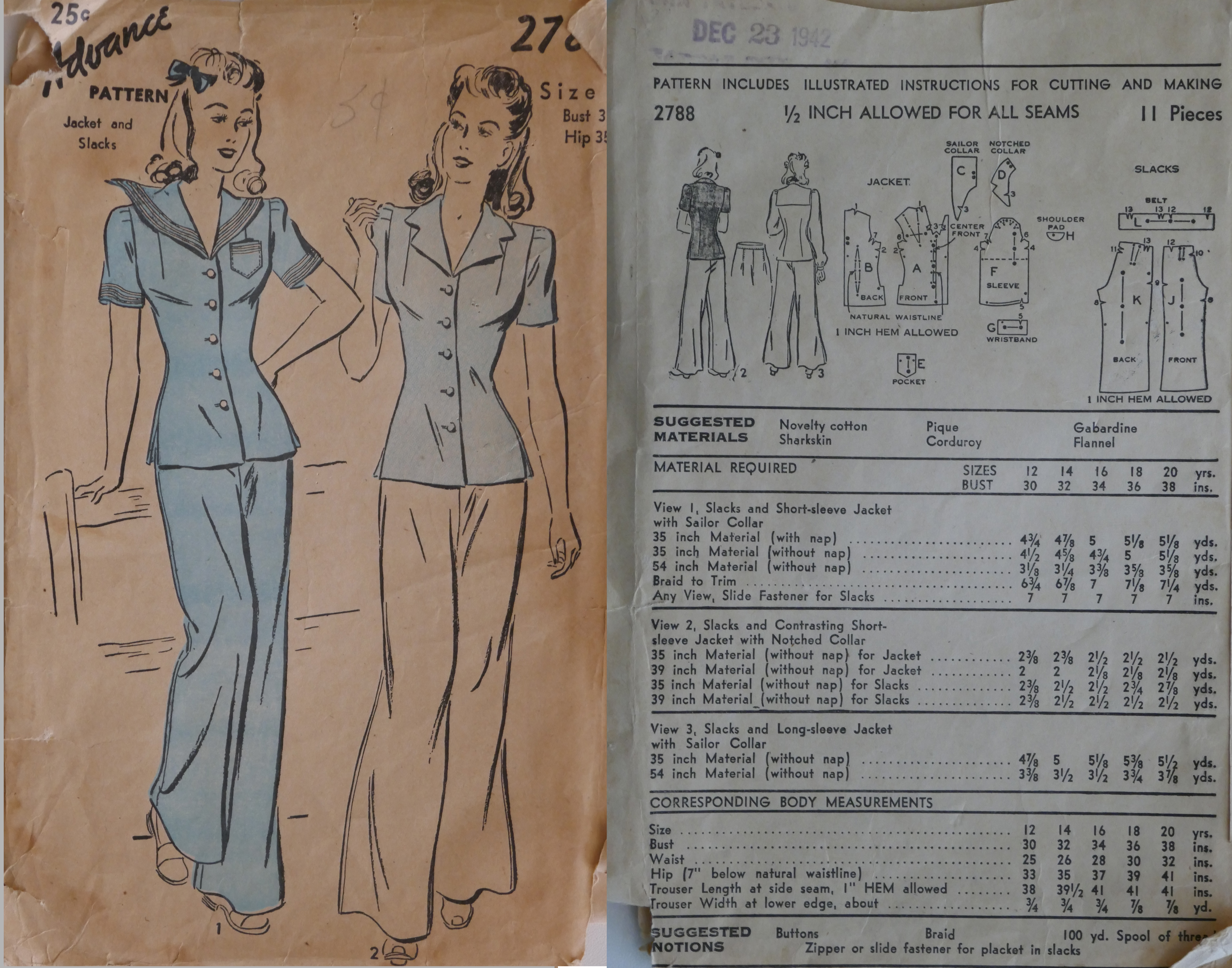 Size 16-18-20 - 1942 Pants Suit