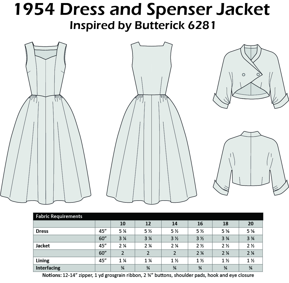 Size 10-12-14 - 1954 Dress and Spenser jacket