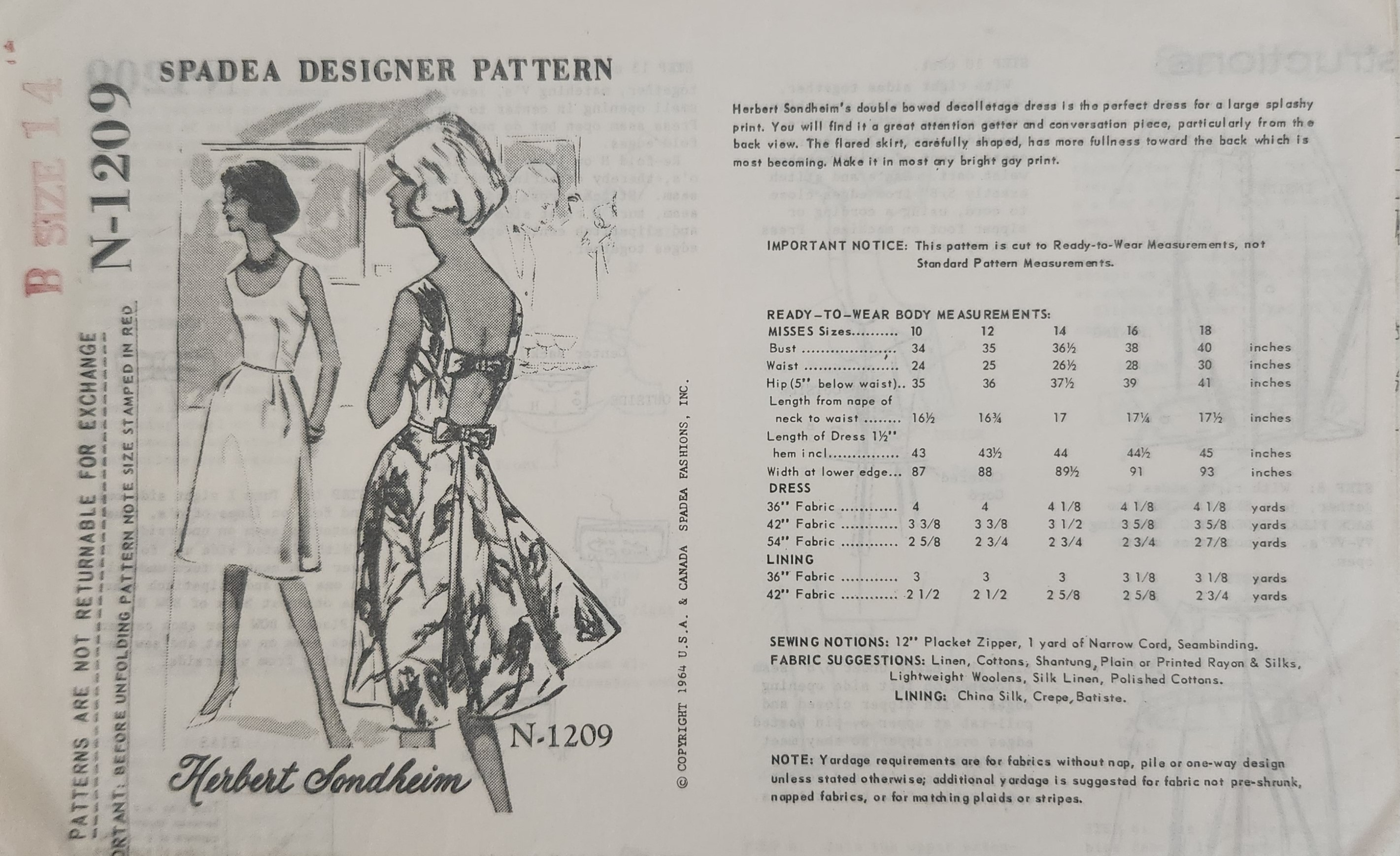 Size 10-12-14 - 1964 Sundress