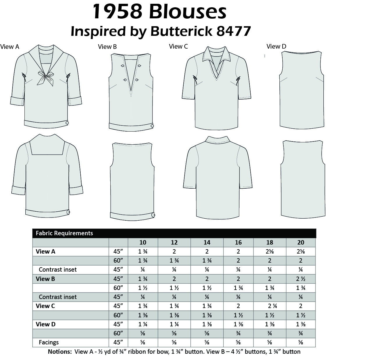 Size 16-18-20 - 1958 Blouses