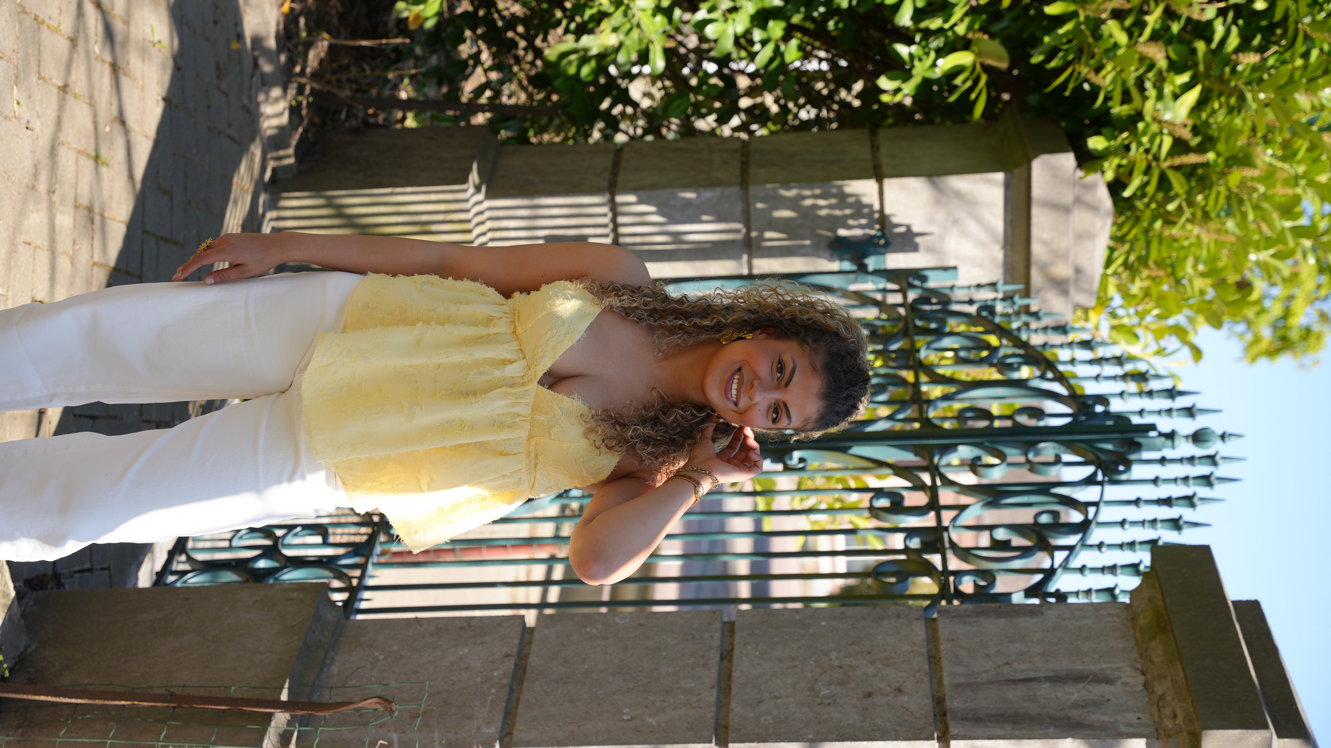 Top Tilo  jaune à volants femme