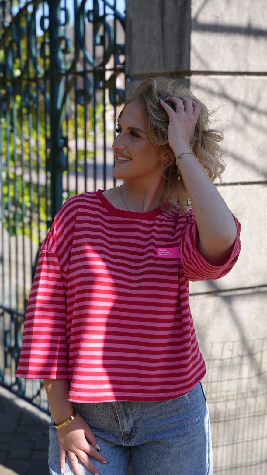 T-shirt rayé rouge femme