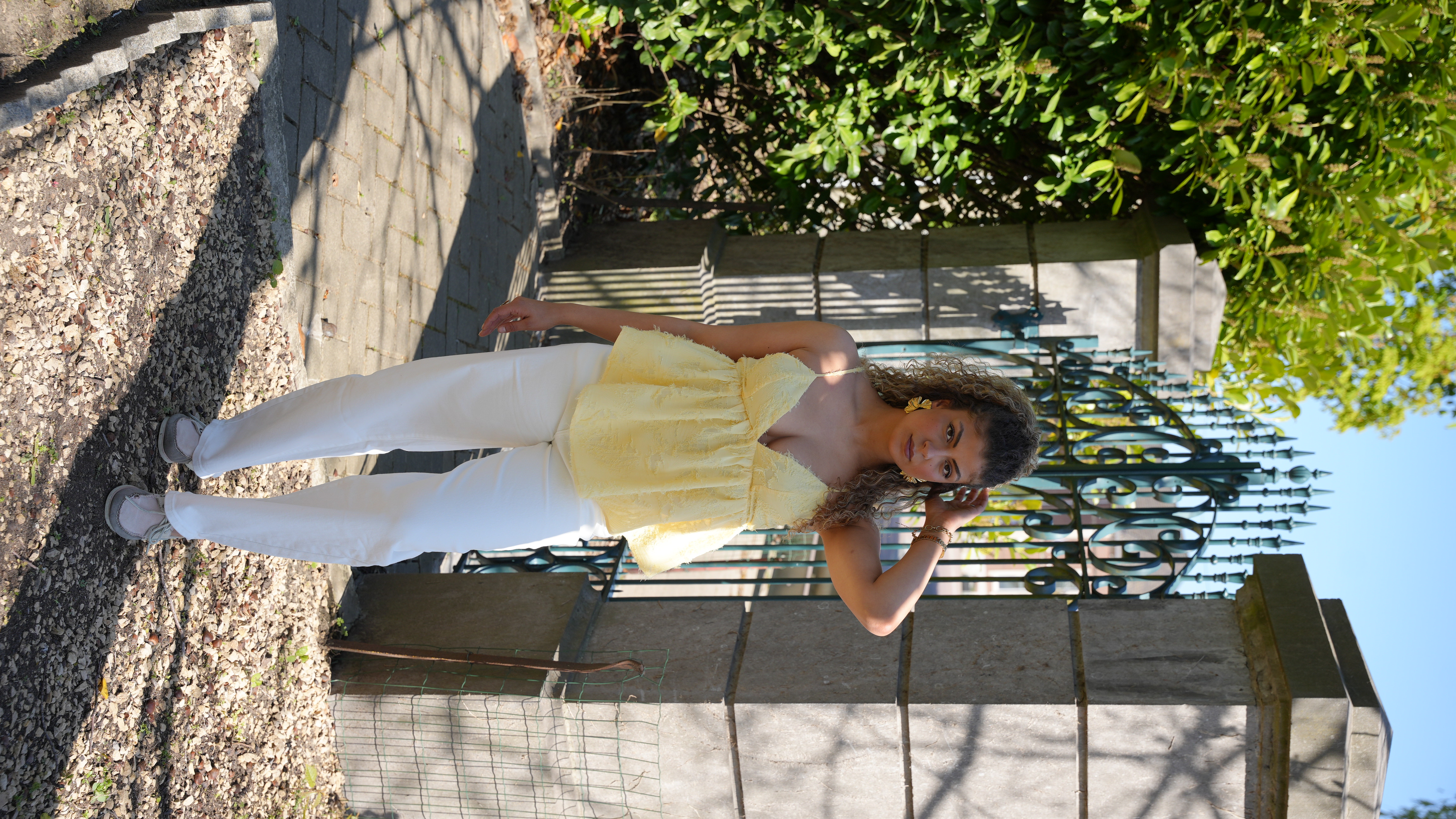 Top Tilo  jaune à volants femme