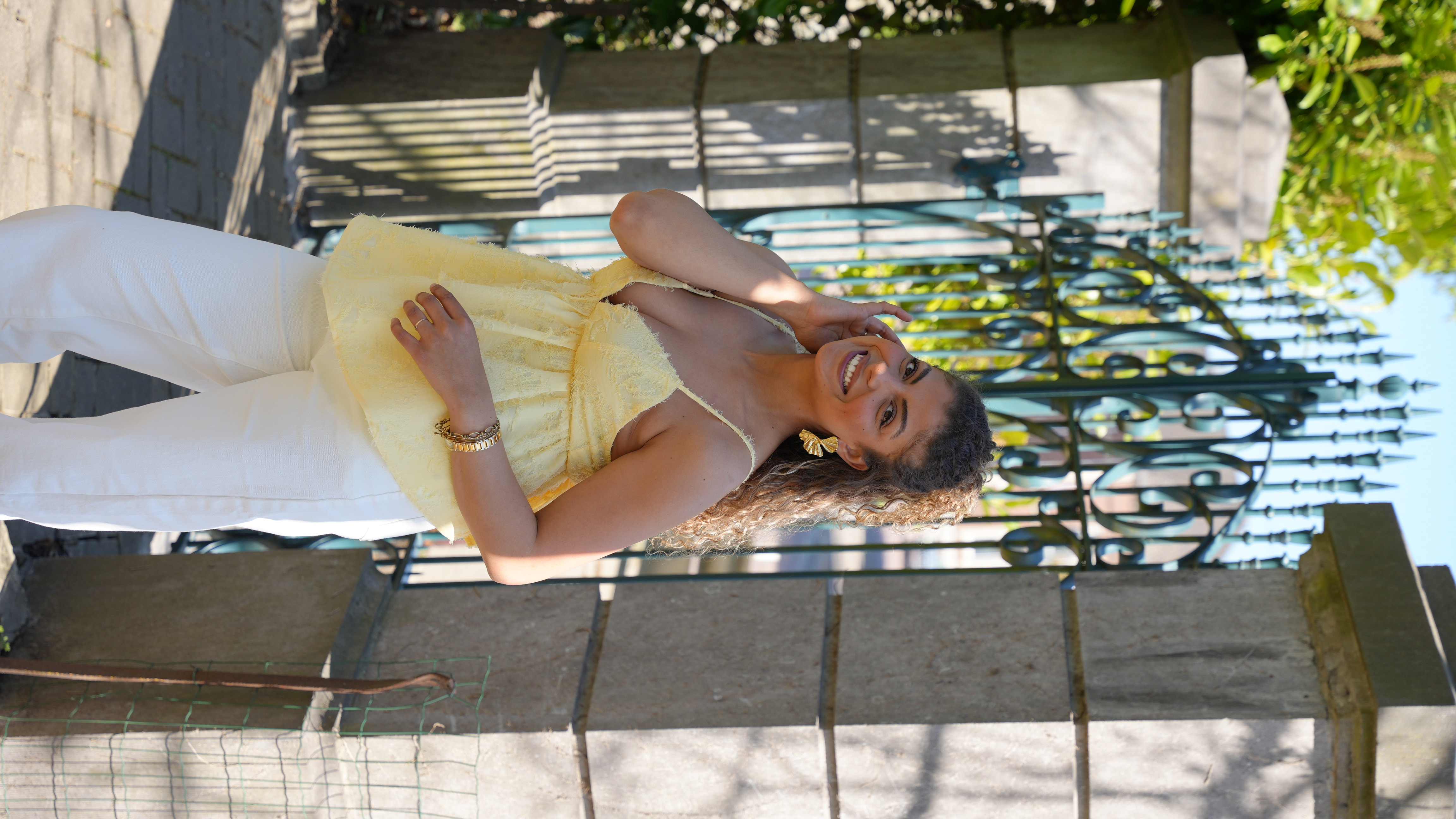 Top Tilo  jaune à volants femme