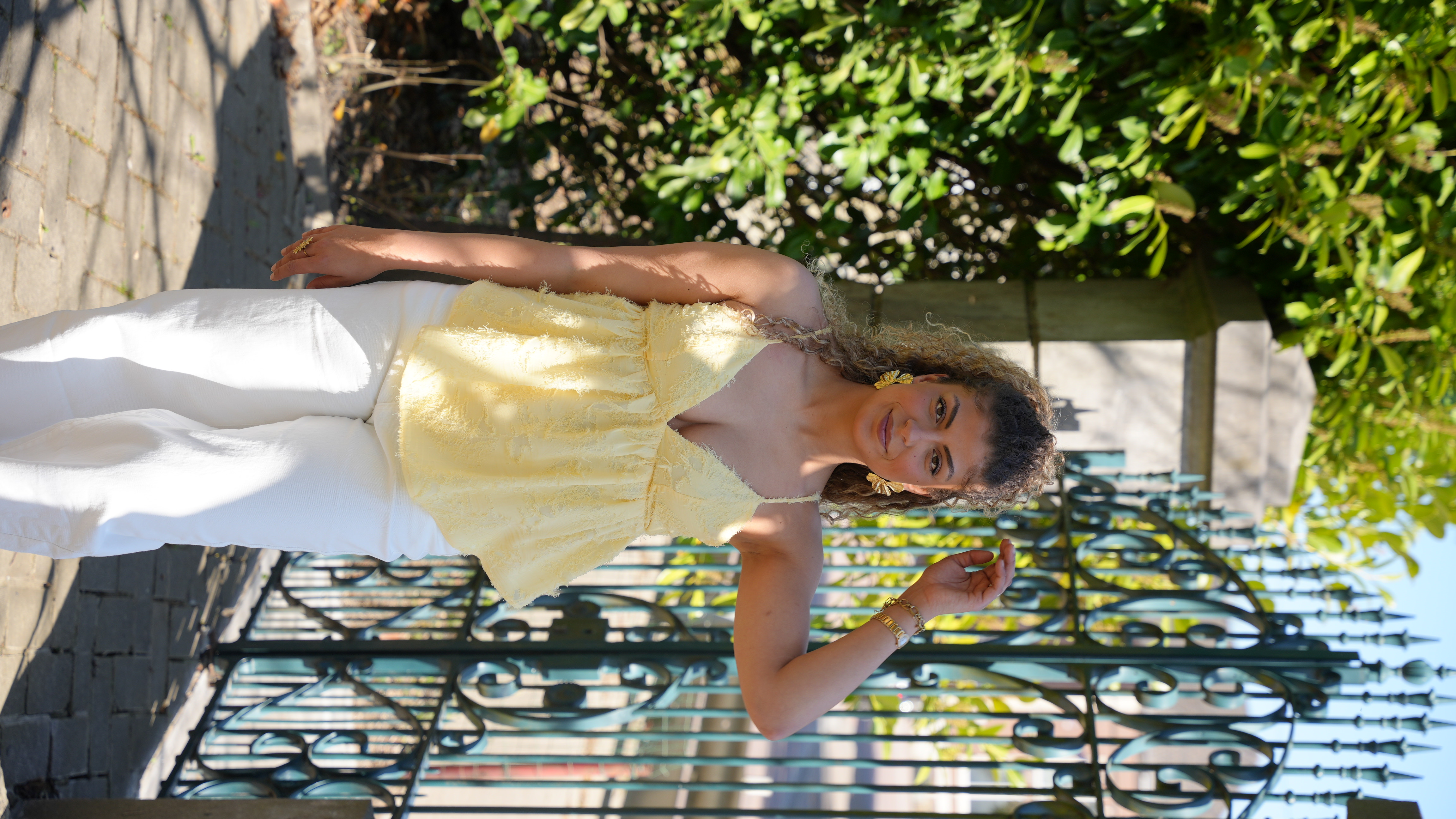 Top Tilo  jaune à volants femme