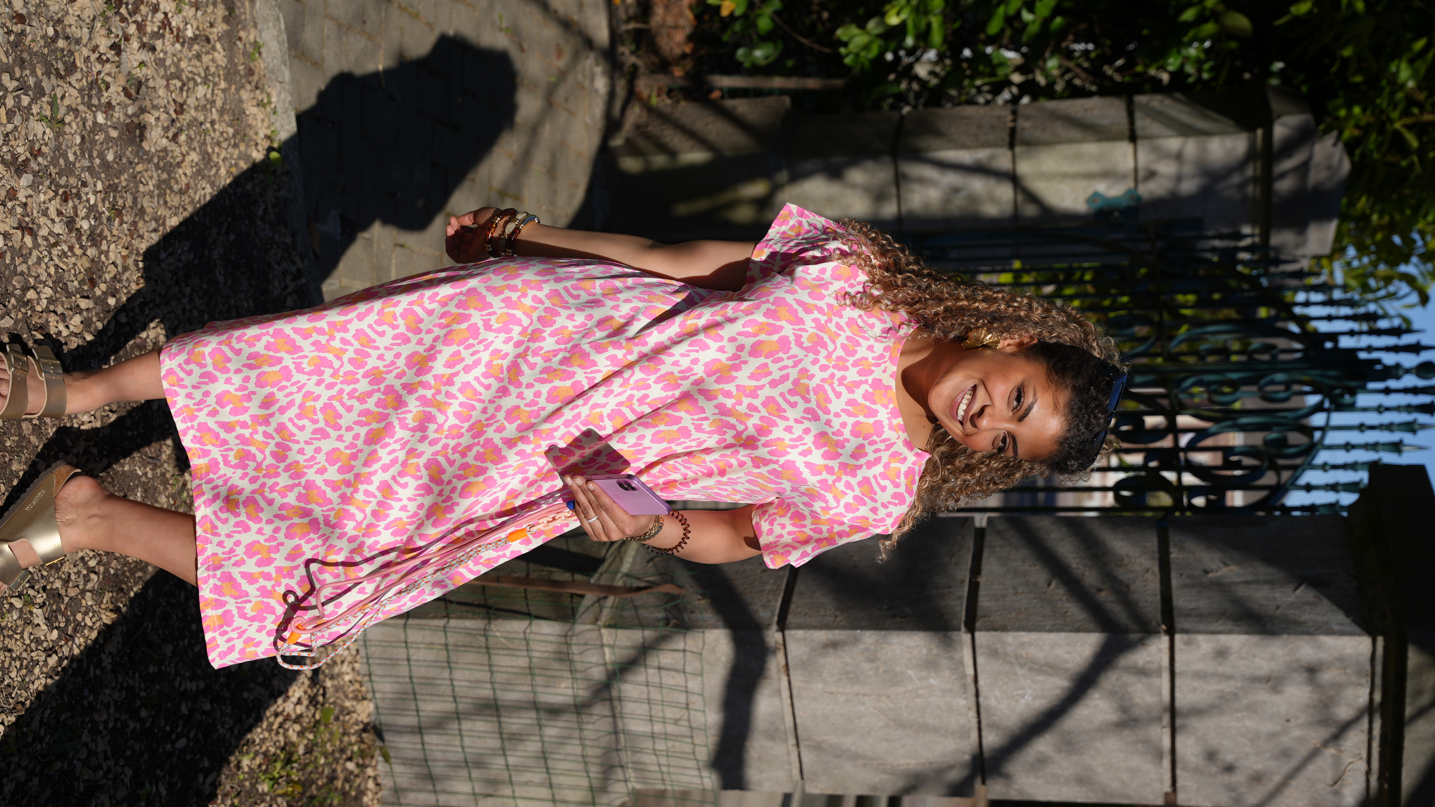Robe Rinka d'été imprimée léopard rose