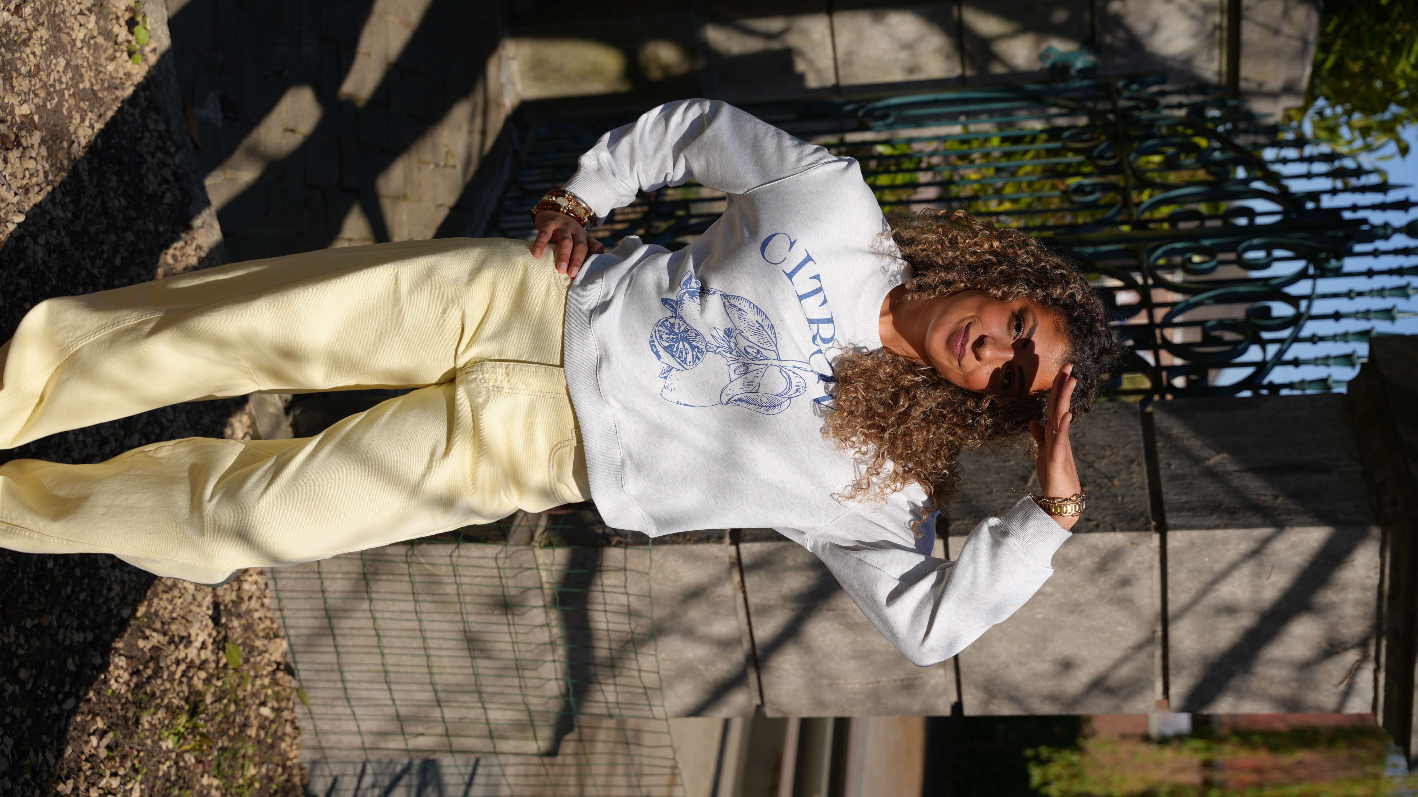 Sweat-shirt Sila gris imprimé