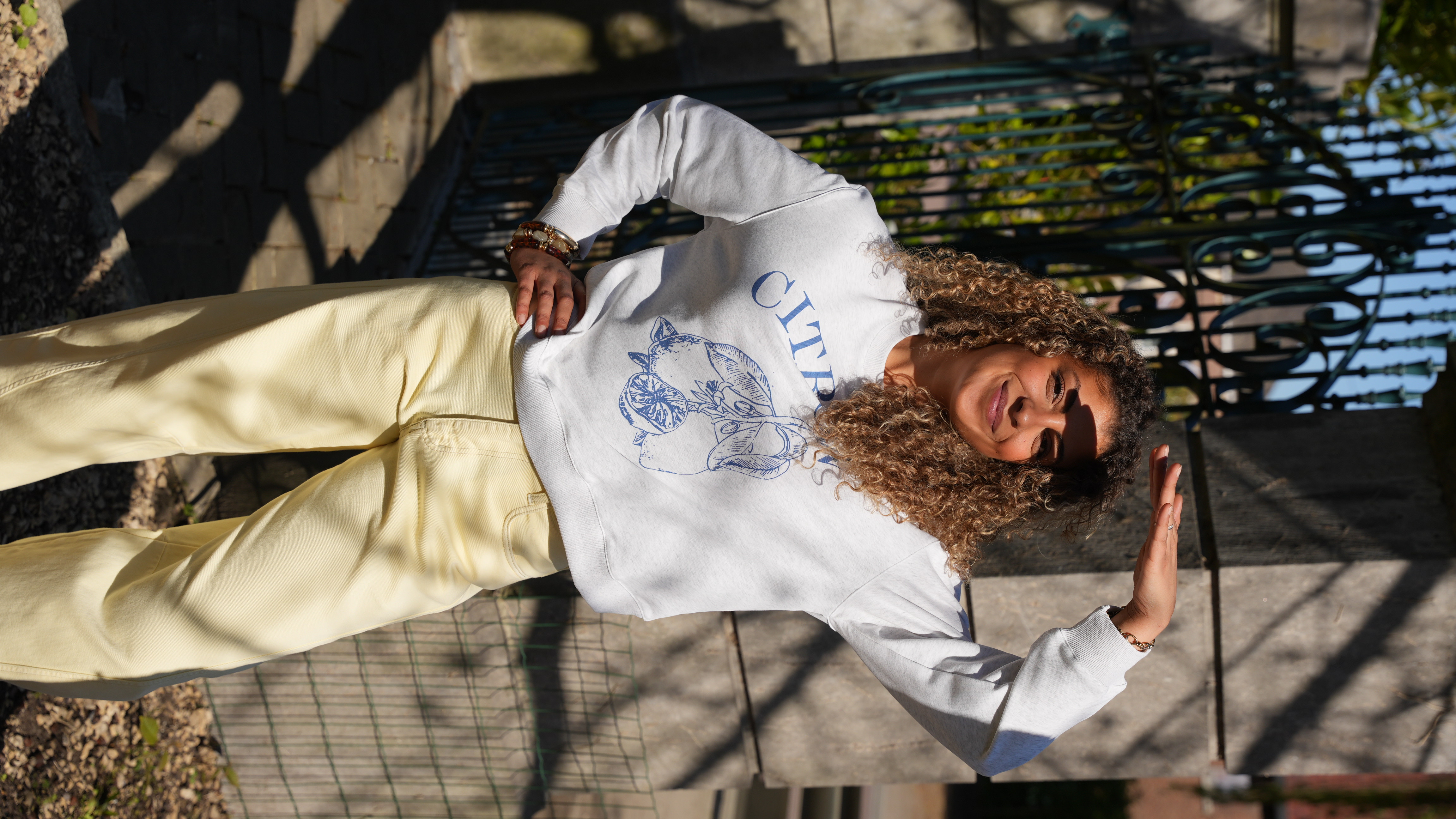 Sweat-shirt Sila gris imprimé