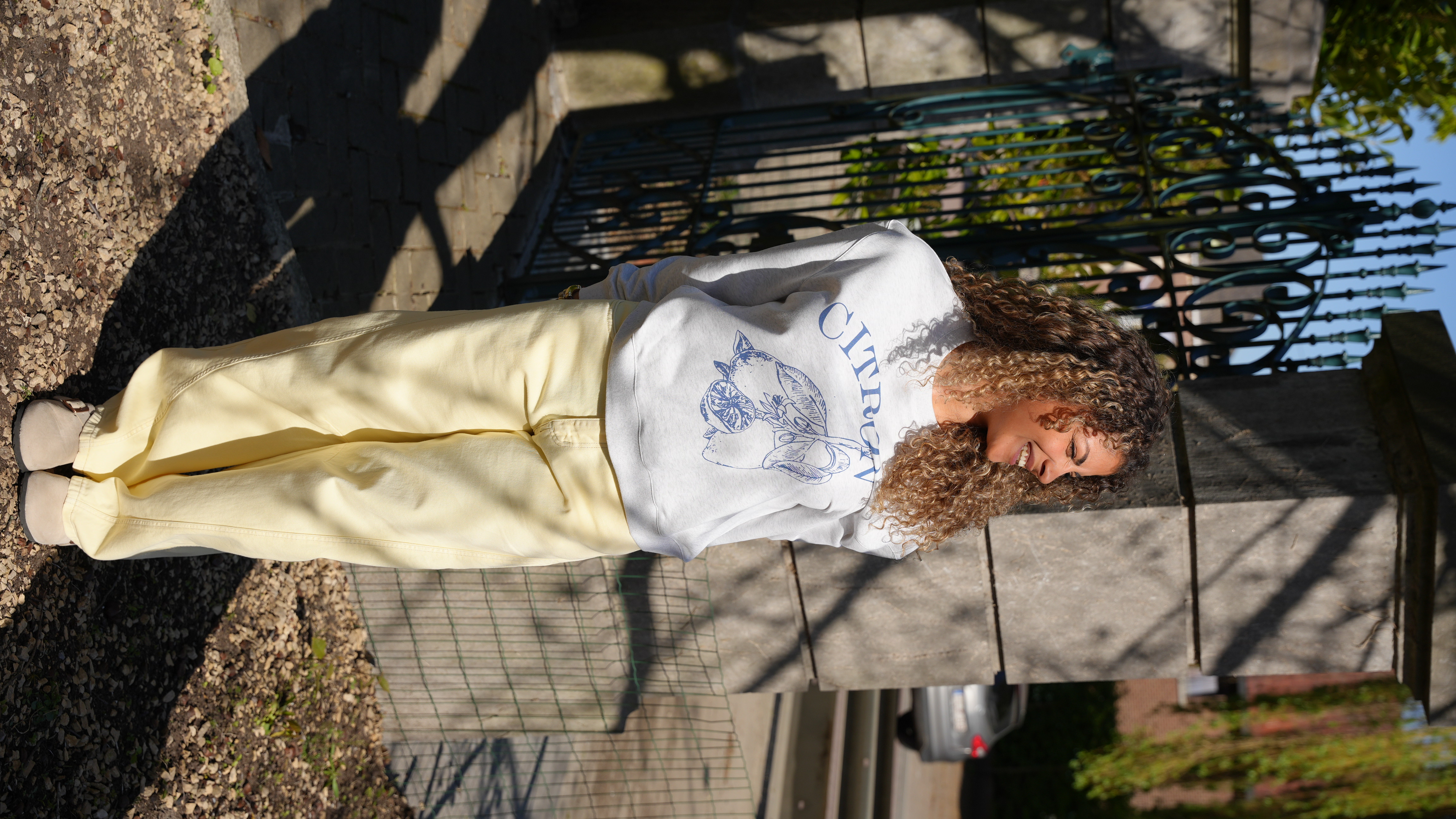 Sweat-shirt Sila gris imprimé