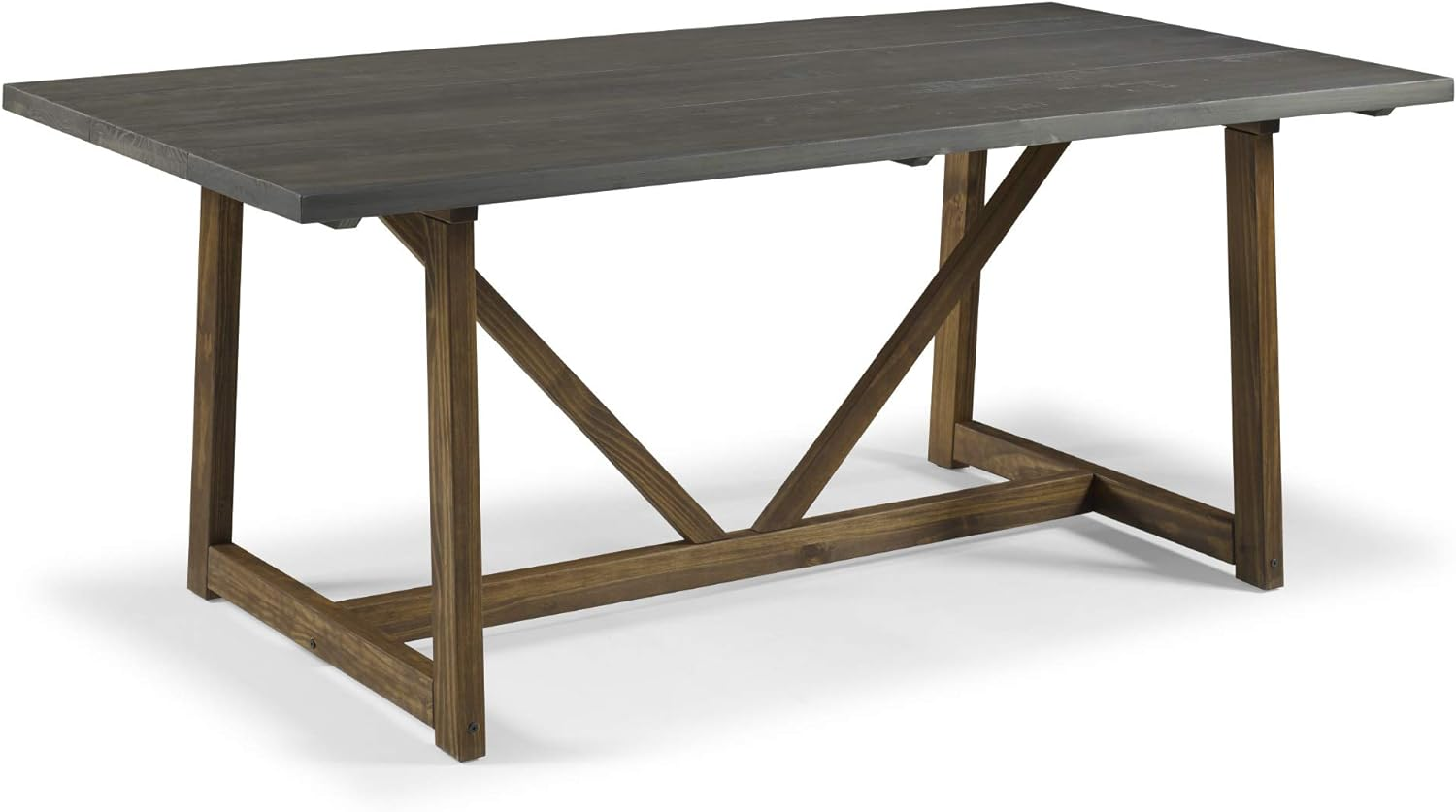 Modern Farmhouse Small Kitchen Furniture Dining Room Table Wood, 72 Inch, Grey and Brown