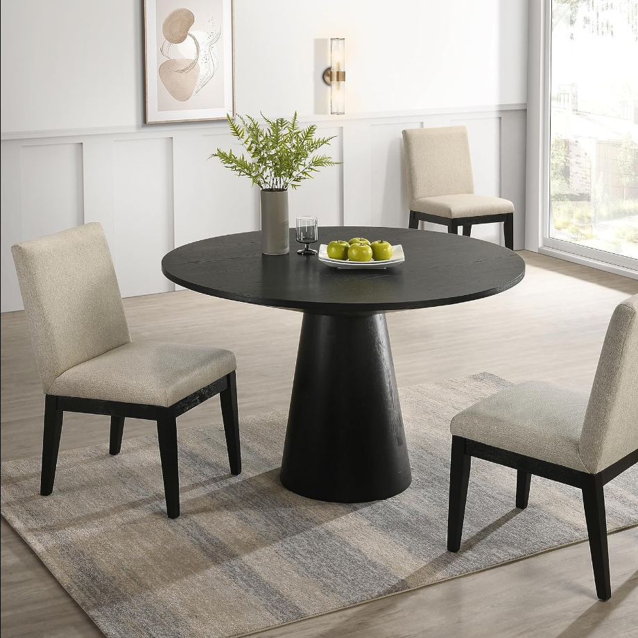 Roundhill Furniture Rocco Contemporary 48" Pedastal Dining Table, Ebony