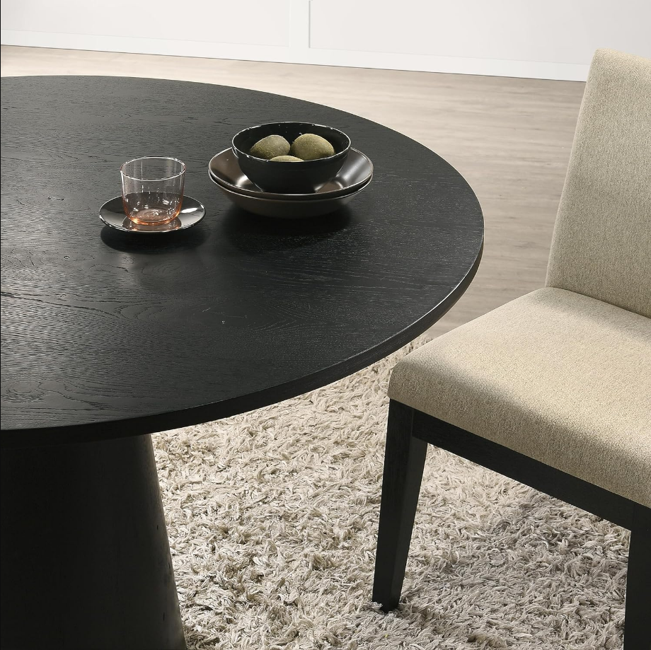 Roundhill Furniture Rocco Contemporary 48" Pedastal Dining Table, Ebony