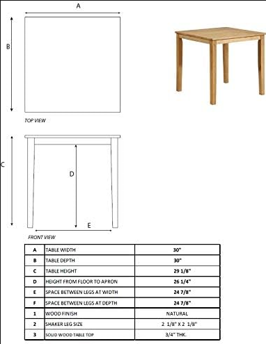 Kurmer Square Solid Wood Dining Room Kitchen Table, Cappuccino