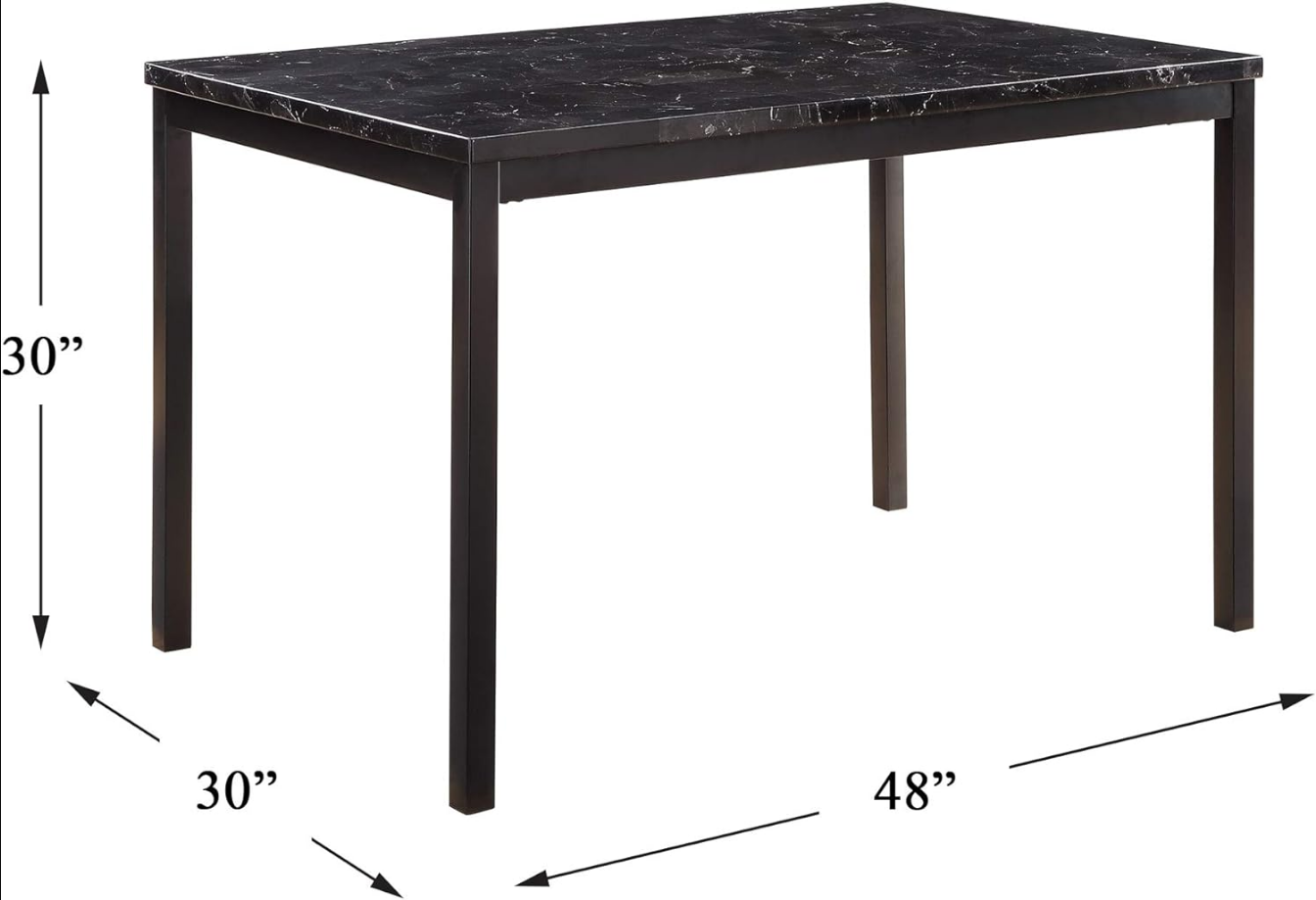 Tempe 48" x 30" Dining Table, Black