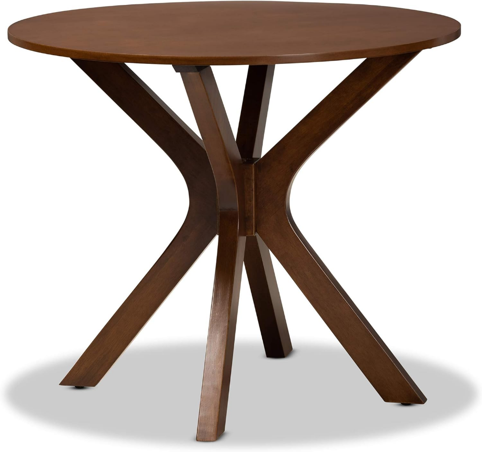 Kenji Modern and Contemporary Walnut Brown Finished 35-Inch-Wide Round Wood Dining Table