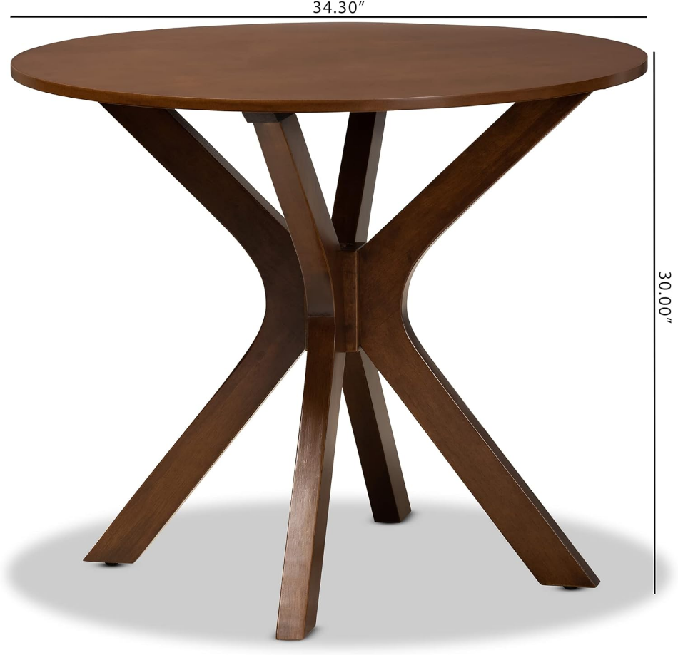 Kenji Modern and Contemporary Walnut Brown Finished 35-Inch-Wide Round Wood Dining Table