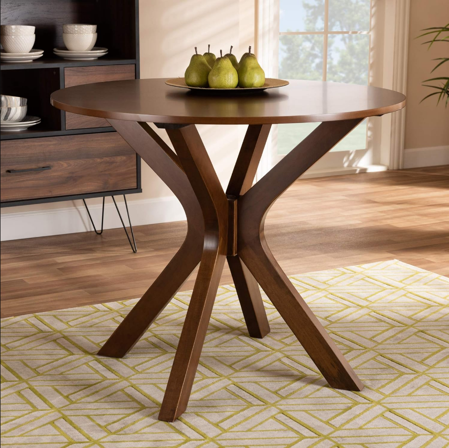 Kenji Modern and Contemporary Walnut Brown Finished 35-Inch-Wide Round Wood Dining Table