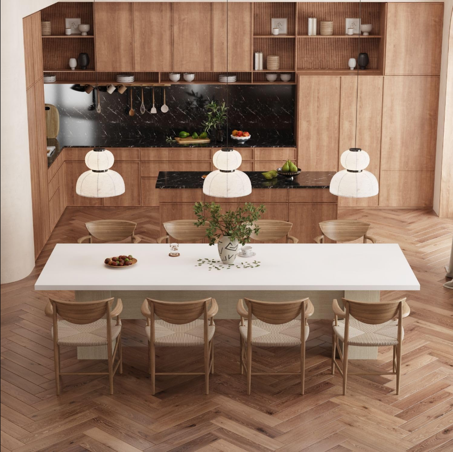 Kitchen Dining Table for 8-10, 126 inch Wood Rectangular Kitchen Table, Large Long Dining Table with Wooden Frame, No Chairs, for Dining Room White and Oak(126”W x 47.2”D x 29.5”H)