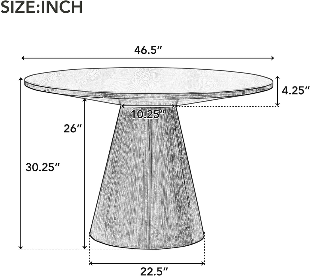 Round Dining Table, Retro Style Wooden Round Dining Table, Kitchen Table for Kitchen Room, Living Room (Black)