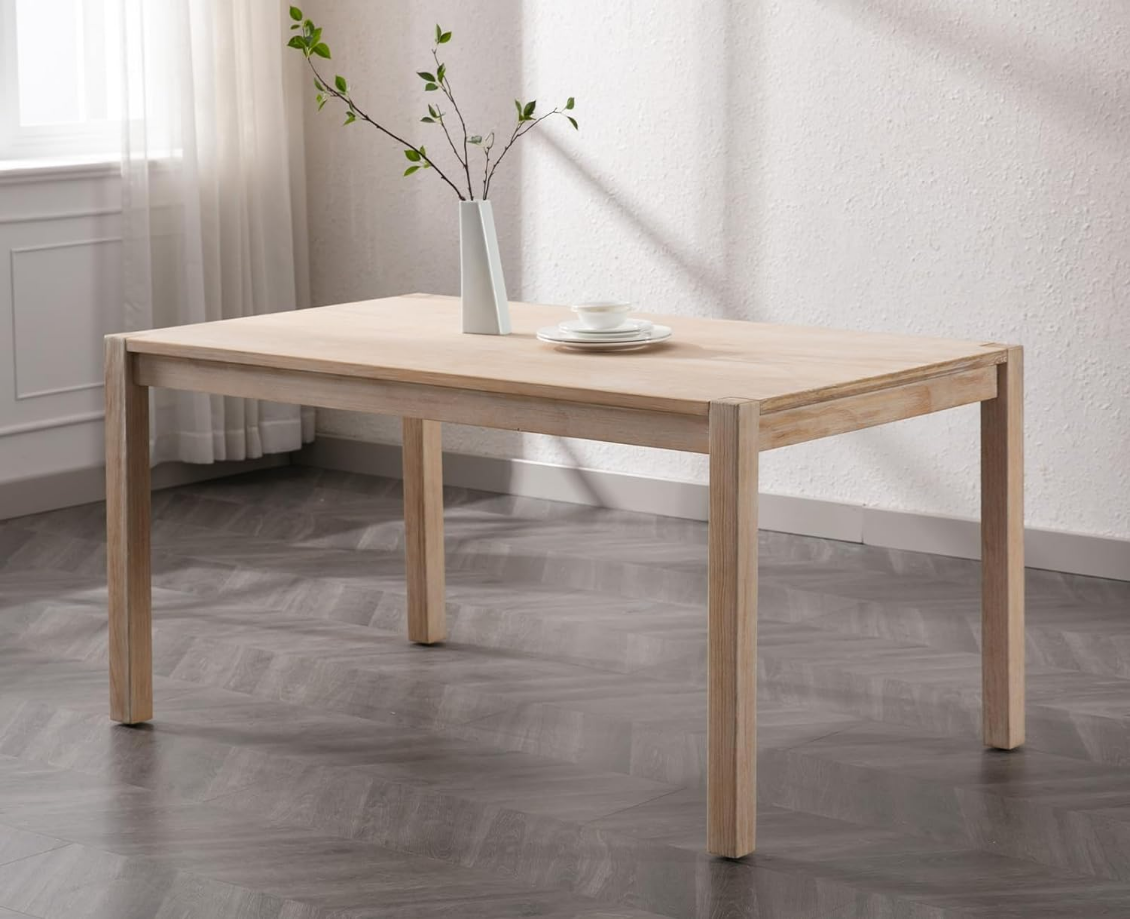 Dining Table Farmhouse Wood Kitchen Table Rectangular Table for Living Room,Dining Room,59”x35.5”x30” Inches,Original Woo