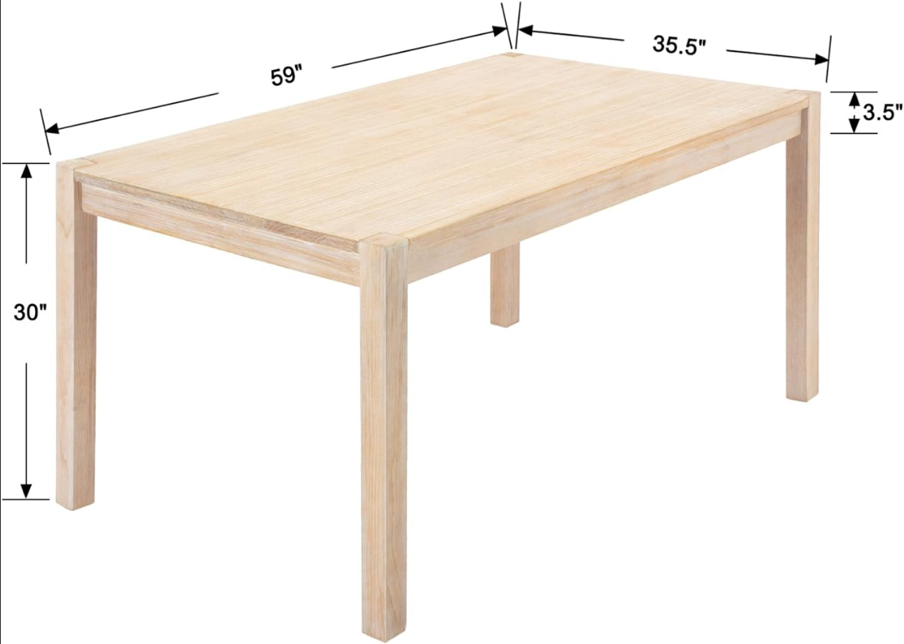 Dining Table Farmhouse Wood Kitchen Table Rectangular Table for Living Room,Dining Room,59”x35.5”x30” Inches,Original Woo