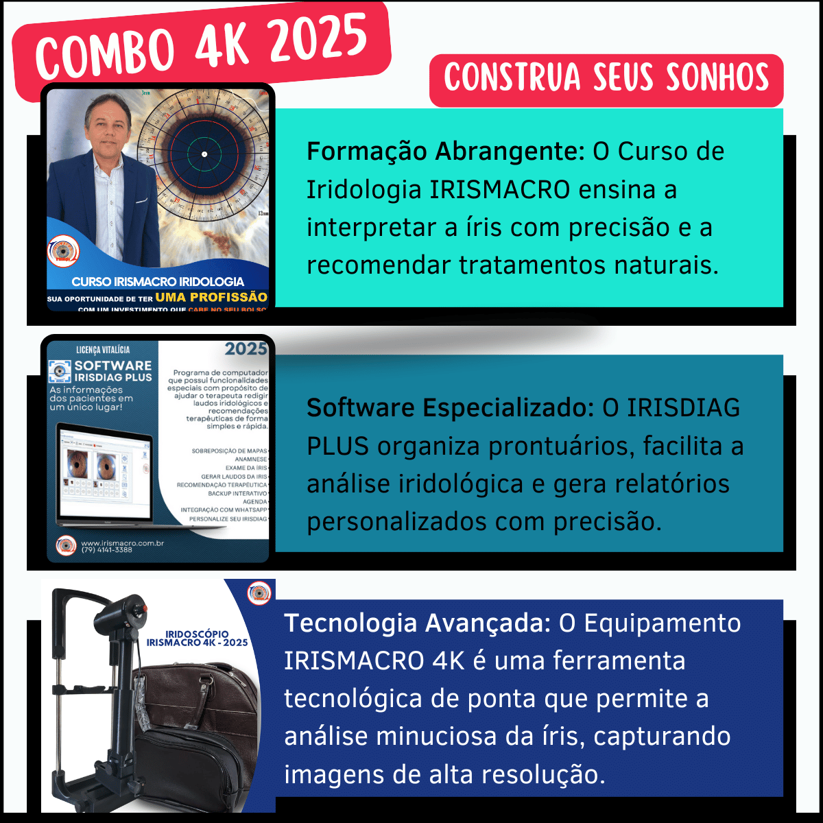COMBO 4KP245- CURSO + IRISMACRO 4K + LICENÇA VITALÍCIA DO SOFTWARE IRISDIAG