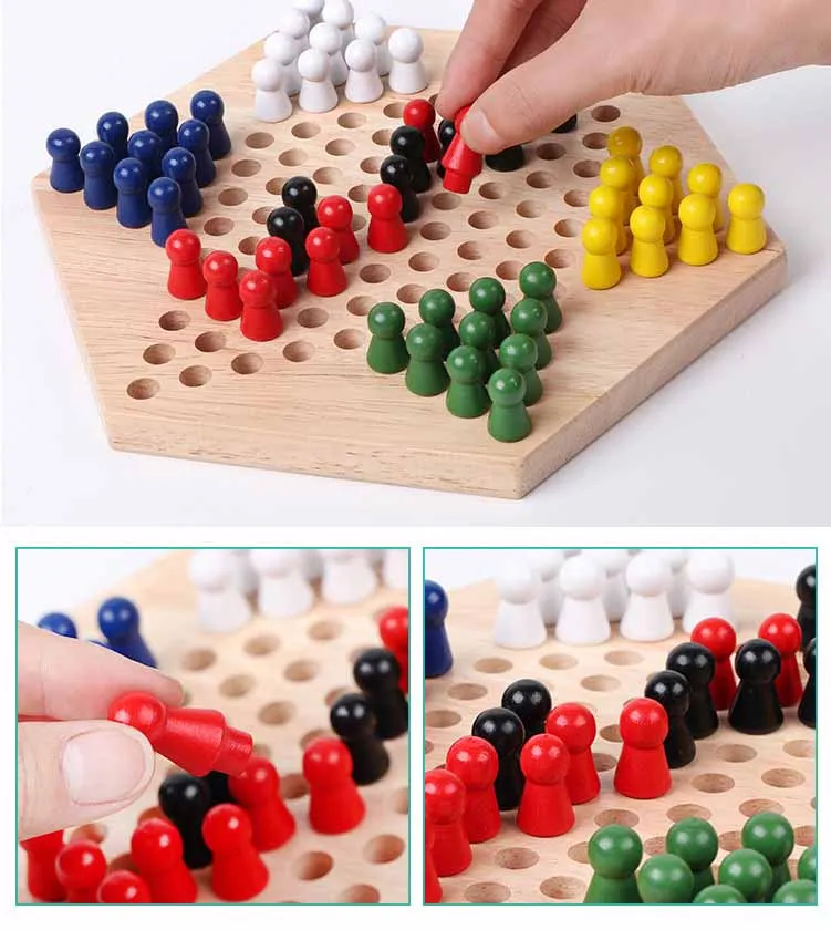 Wooden Chinese Checkers - Traditional Strategy Board Game 