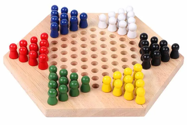 Wooden Chinese Checkers - Traditional Strategy Board Game 