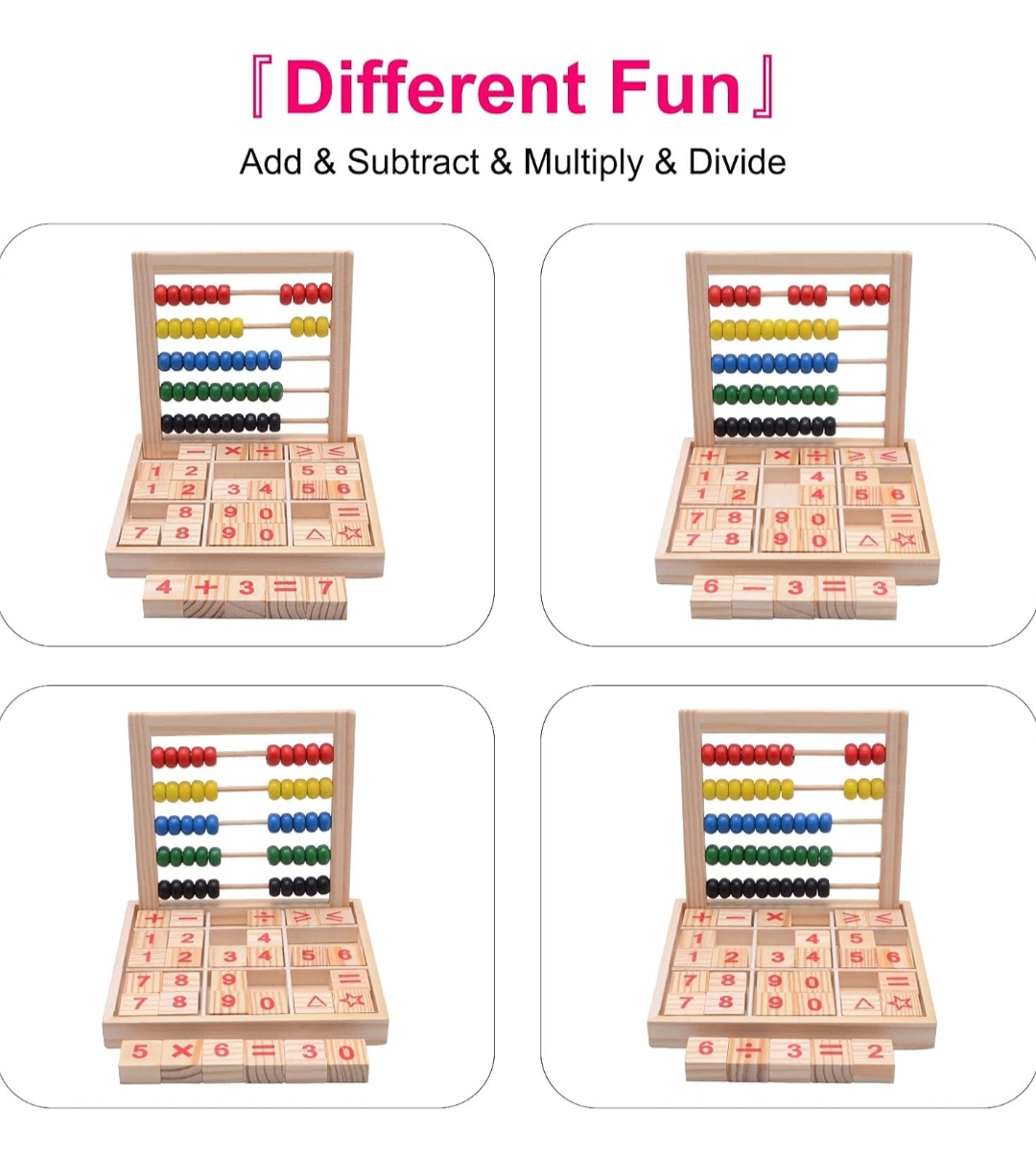 Wooden Abacus Study Blocks Instrument with Beads Maths Counting Learning Box an Early Educational Toys for Kids