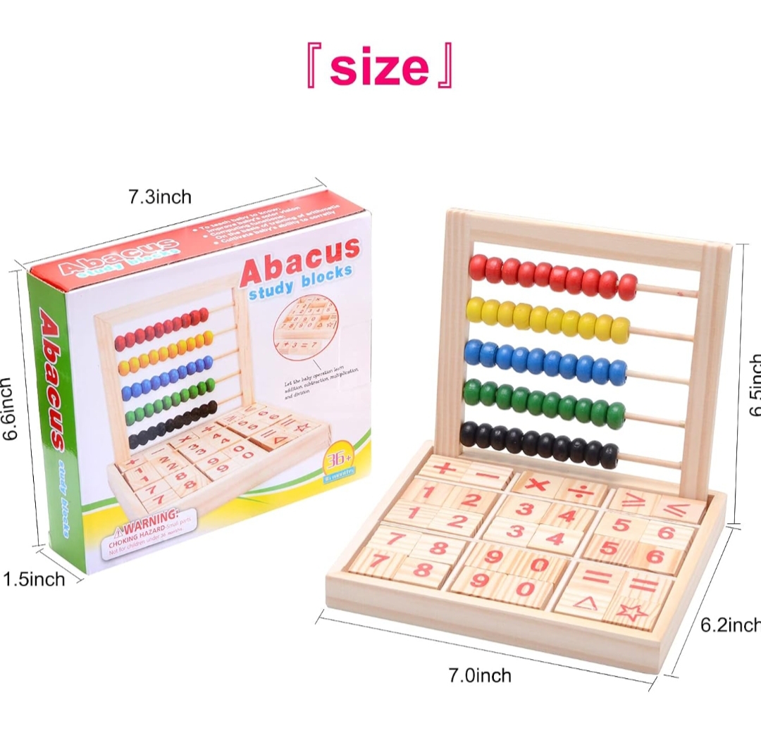 Wooden Abacus Study Blocks Instrument with Beads Maths Counting Learning Box an Early Educational Toys for Kids