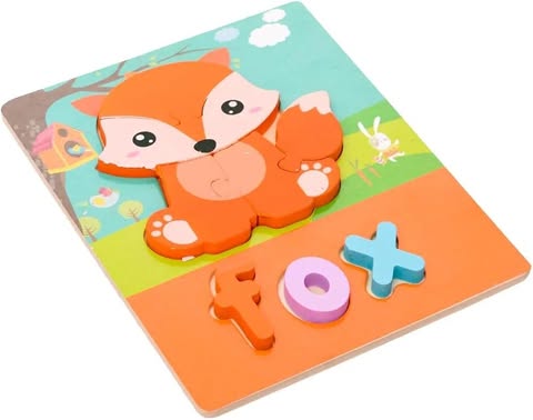 Colorful 3D Wooden Bus Shaped Puzzle with English Spelling Words