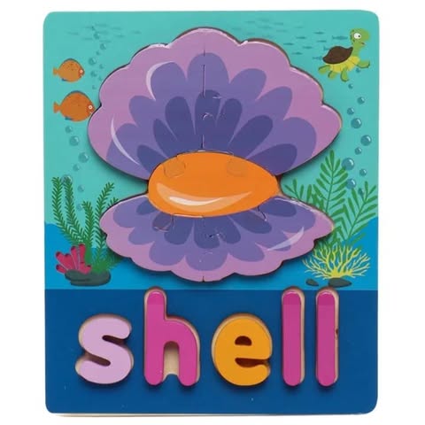 Colorful 3D Wooden Bus Shaped Puzzle with English Spelling Words